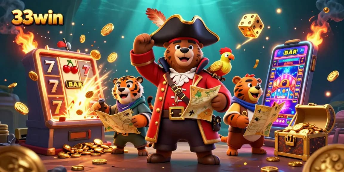 Experience thrilling wins with 33win's vibrant casino scene featuring dynamic slot machines.